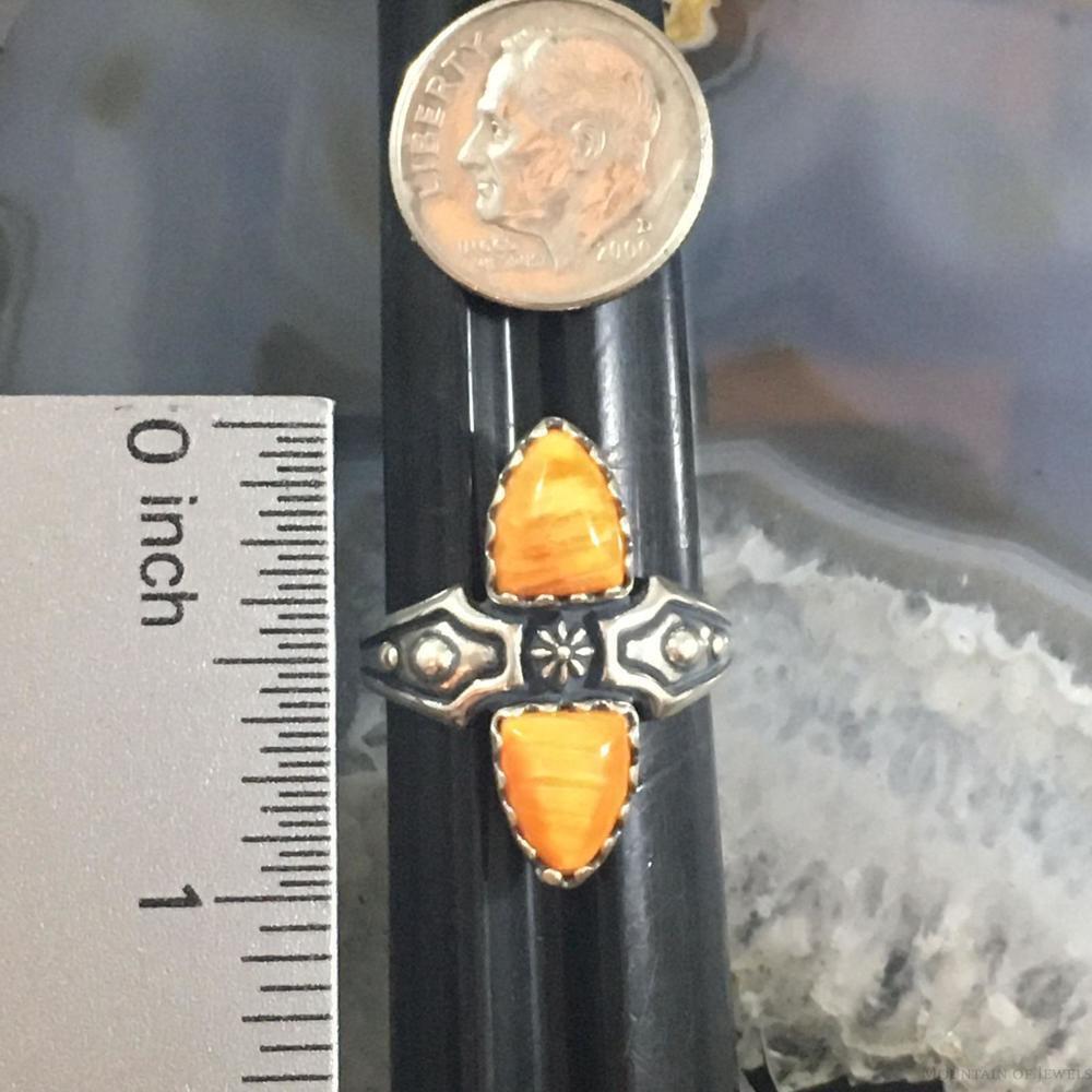 Carolyn Pollack Southwestern Style Sterling Orange Spiny Oyster Ring For Women - Picture 9 of 10